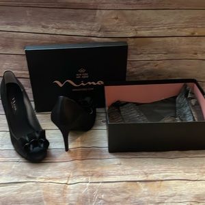 NINA  satin platform heeled peep toe shoe